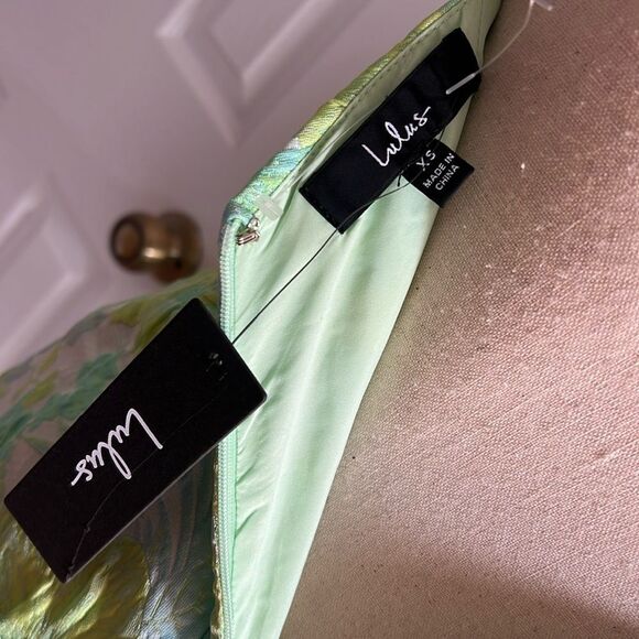 Lulu's Green Slip Midi Dress Spaghetti Strap Sweetheart - Picture 14 of 16